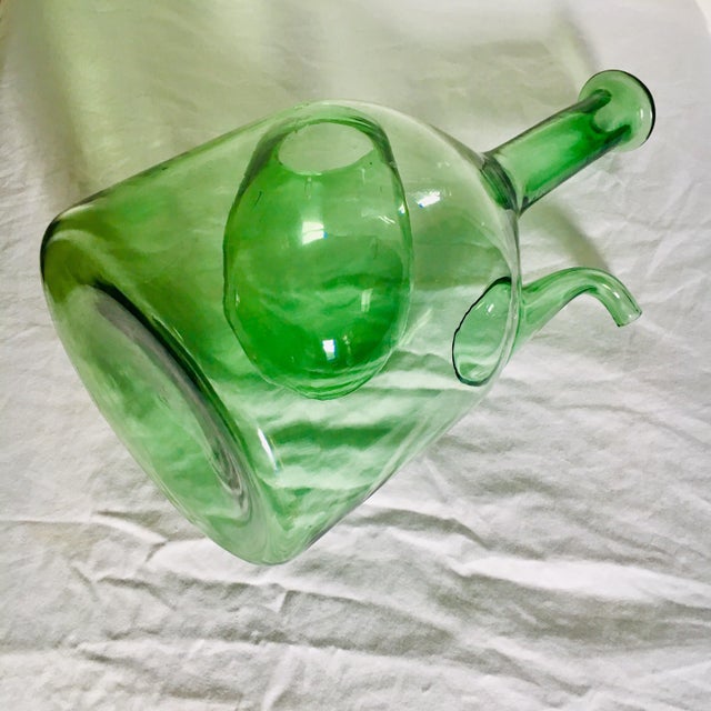 Vintage Hand Blown Wine Chiller in Green Glass Chairish