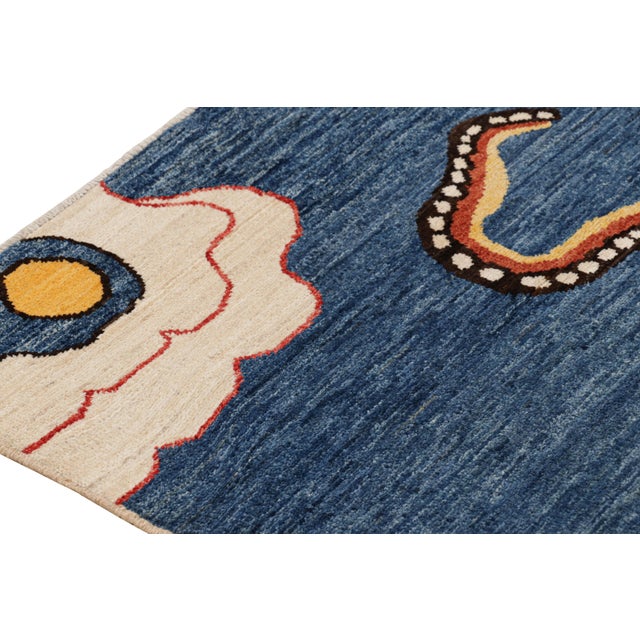 Rug & Kilim’s Contemporary Tiger Pictorial Rug in Beige, Blue and Red Tones For Sale In New York - Image 6 of 7