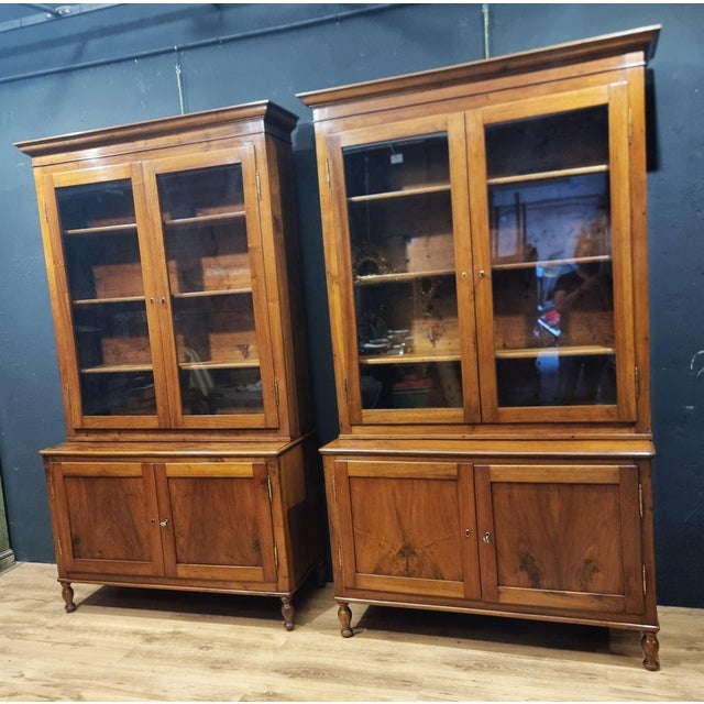 Traditional Walnut Bookcases, 1840s, Set of 2 For Sale - Image 3 of 14