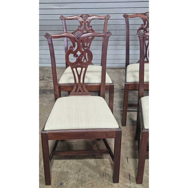 Chippendale Set of Late 20th Century 6 Hickory Chair Chippendale Mahogany Dining Chairs For Sale - Image 3 of 13