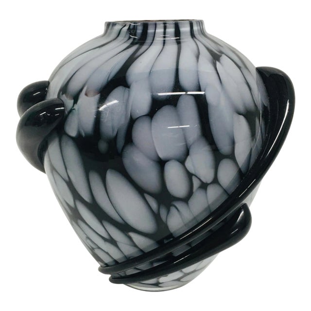 1970s Hand Blown Art Glass Vase For Sale