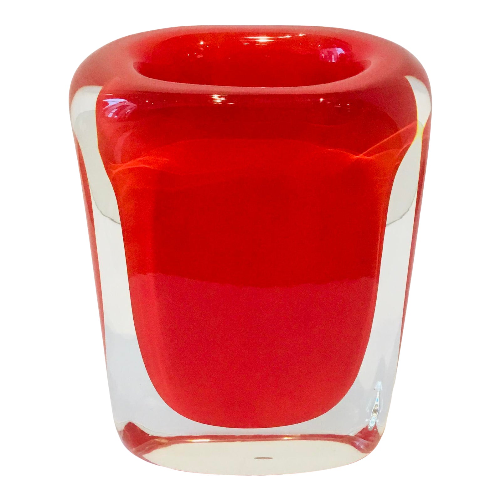 Global Views Modern Red Block Glass Vase Chairish
