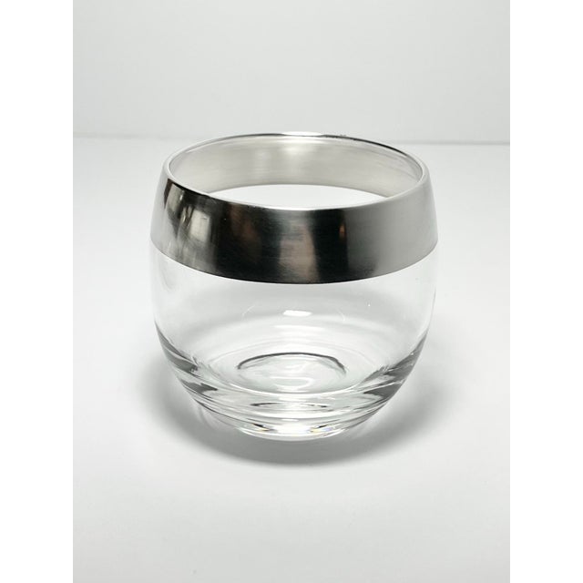 1950s 1950s Mid-Century Modern Dorthy Thorpe Silver Band Roly Poly Cocktail Glasses - Set of 4 For Sale - Image 5 of 6