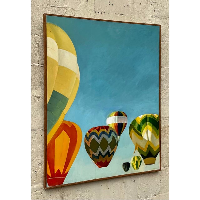 Vintage Boho Original Oil Painting of Balloons For Sale - Image 4 of 8