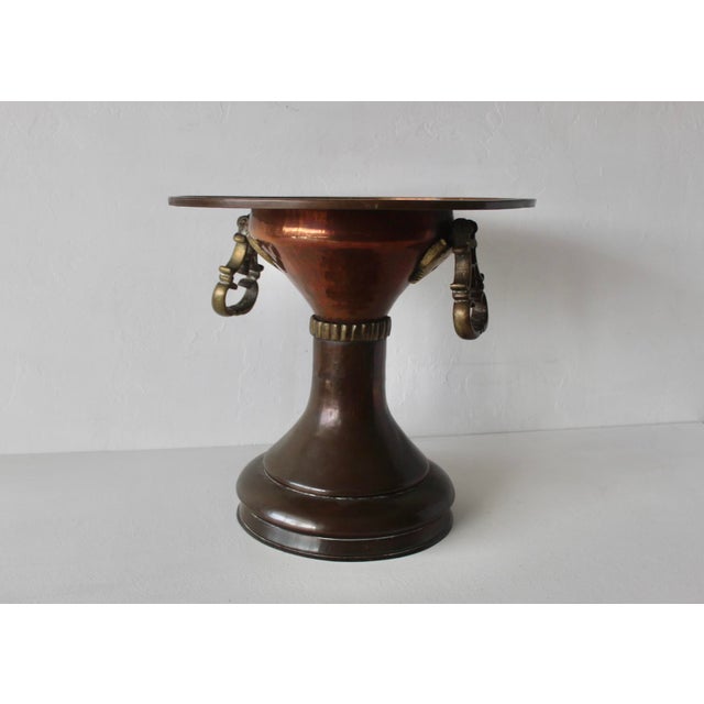 Vintage Ottoman Turkish Style Copper Brass Brazier Planter Side Table For Sale - Image 9 of 14