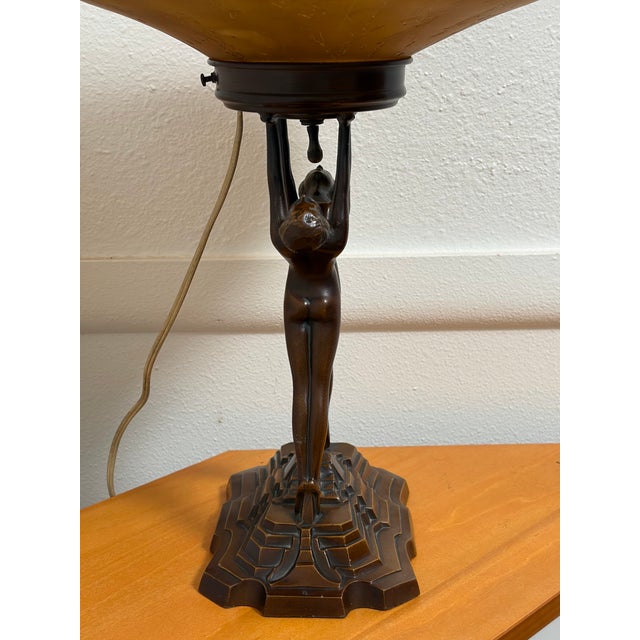 1920s Antique Nuart Double Figure Table Lamp For Sale - Image 5 of 7
