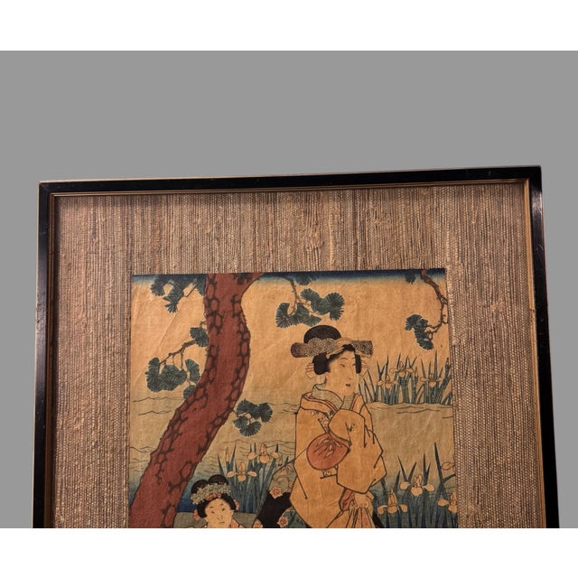 Antique Japanese Woodblock Print of 2 Women Signed by Utagawa Kurisa For Sale - Image 6 of 8