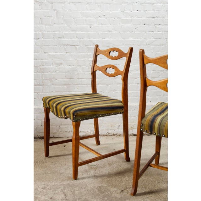 1960s Vintage Oak and Wool Dining Room Chairs by Henning Kjaernulf, 1960s, Set of 4 For Sale - Image 5 of 18