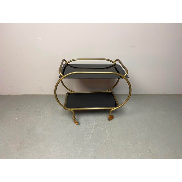 Mid-Century Brass and Black Glass Bar Trolley from Grünstadt, Germany, 1950s For Sale - Image 10 of 18