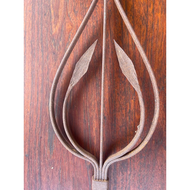 Mission Antique Spanish Handmade Wrought Iron Pot Hanger Wall Sconces Pair 18" H 4"d For Sale - Image 3 of 4