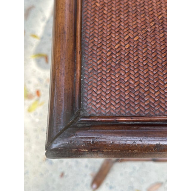British Colonial Style Bamboo and Rattan Accent Table For Sale - Image 10 of 12