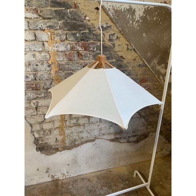 Beech and Linen Pendant Light from Domus, 1970 For Sale - Image 15 of 15
