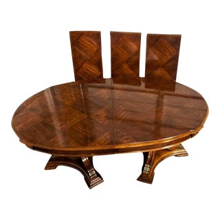 Late 20th Century Burled Walnut Parquet 10’ Conference Table or Large Dining Table For Sale