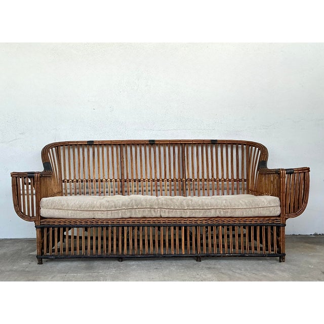 Late 20th Century Vintage Stick Rattan Sofa After Bielecky Brothers For Sale - Image 5 of 12