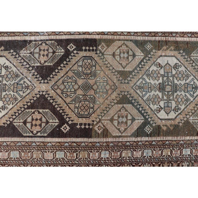 Antique Persian Hamadan Long Runner in Brown, Gray and Charcoal Background 2'11 X 18'1 For Sale In Atlanta - Image 6 of 15