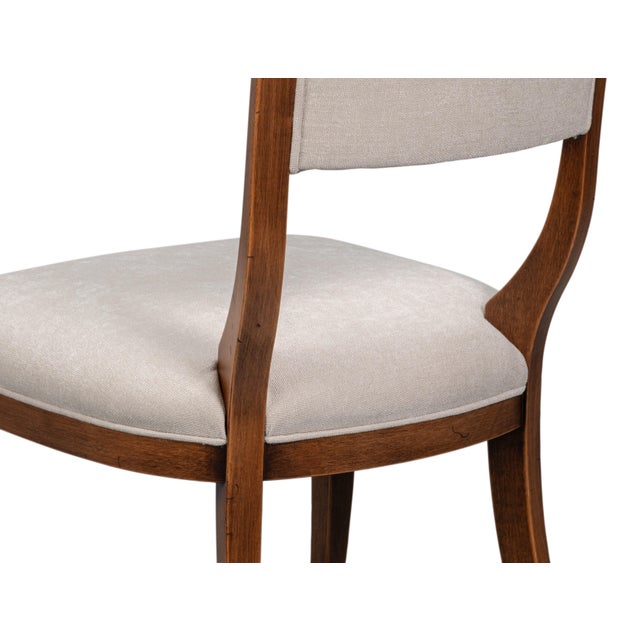 Wood Klismos Dining Chairs in Antiqued Walnut and Cream, Sets of 2 For Sale - Image 7 of 11