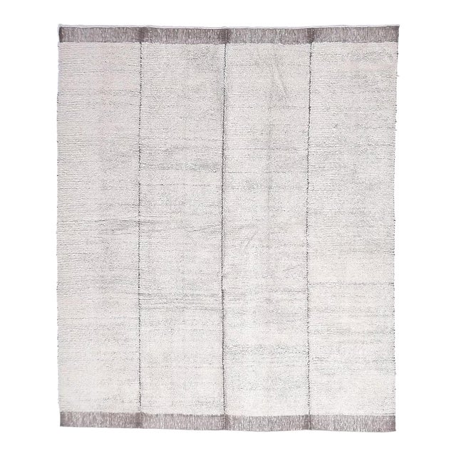 Mid 20th Century Living Room Earthly White Kilim Rug For Sale