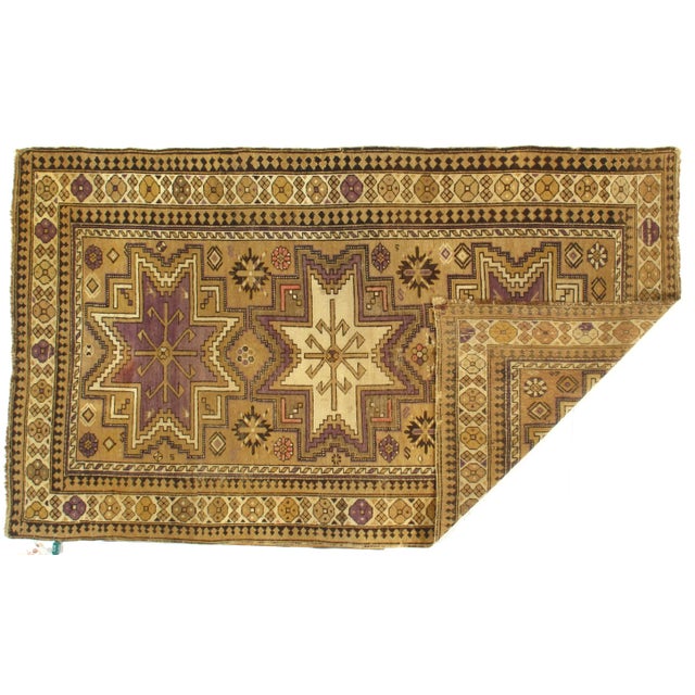 Original Azerbaijan Kazak rug. Handmade from lamb's wool on a wool foundation. Hand-Spun Wool Rug Vegetable Dyed