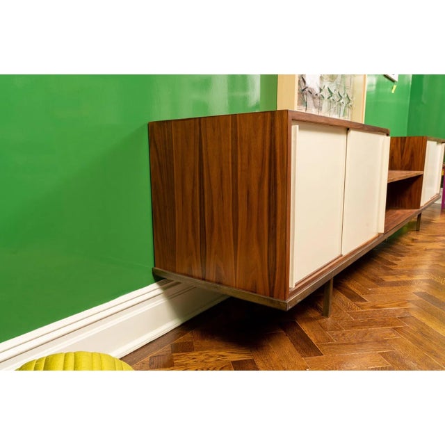 Modern Modern 1950’s Classic Knoll Style Walnut and Cream Credenza For Sale - Image 3 of 12