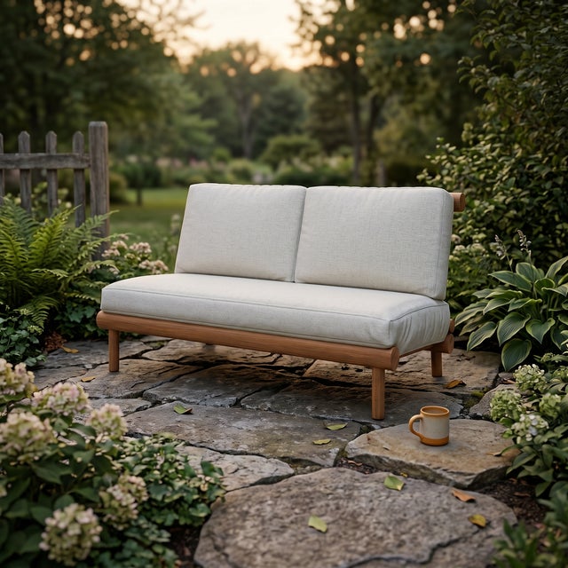 The Rishon Love Seat offers a softer take on modern luxury, pairing our sculptural teak frame with a plush, traditionally...