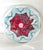 Magenta Vintage Murano-Style Art Glass Bowl – Controlled Bubble Sommerso Magenta & Blue Floral Dish For Sale - Image 8 of 8