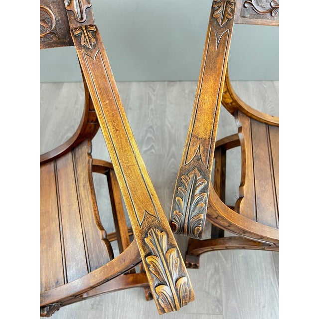 19th Century Renaissance Wooden Armchairs, Set of 3 For Sale - Image 12 of 13