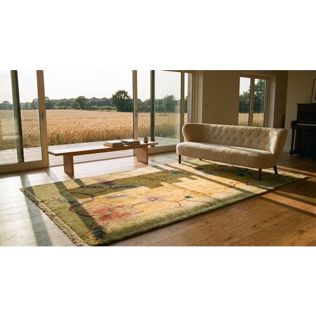 1920s Goldenord Floral Antique Chinese Art Deco Carpet 2' X 3' Knotted Wool Rug For Sale - Image 11 of 12