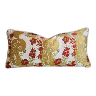 Old World Weavers Silk & Floral Feather/Down Pillow 24" X 12" For Sale