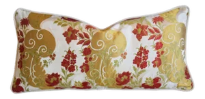 Old World Weavers Silk & Floral Feather/Down Pillow 24" X 12"