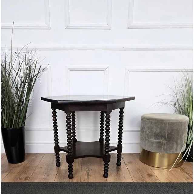 Wood Antique Italian Hexagonal Walnut Coffee Table, 1890s For Sale - Image 7 of 9