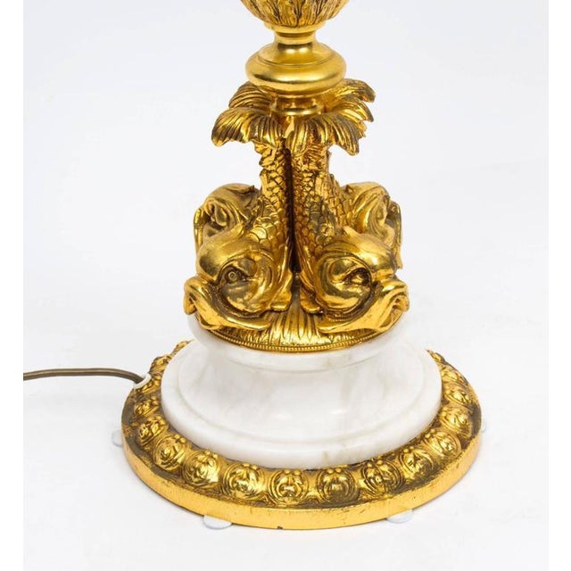 Ormolu & Marble Dolphin Table Lamp For Sale - Image 3 of 7