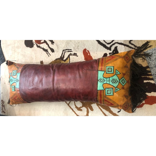 Vintage Tuareg Leather Tent Cushion, 1960s For Sale - Image 9 of 14