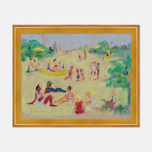 Contemporary In the Park by Happy Menocal in Gold Frame, XS Art Print For Sale - Image 3 of 3