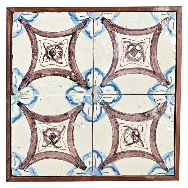 Framed Set of 18th Century Portuguese Tiles For Sale In Baton Rouge - Image 6 of 6