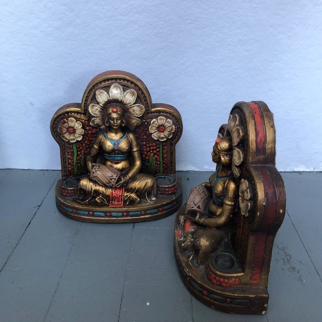 Great large scale heavy painted plaster bookends with original felt bottom & backing 8 high 8 wide 4 deep