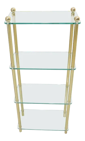 Petit Compact Class and Brass 4-Tier Étagère Shelf Bookcase