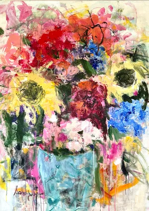 "Great Big Bunch of Blooms" Contemporary Original Expressionist Still Life Painting