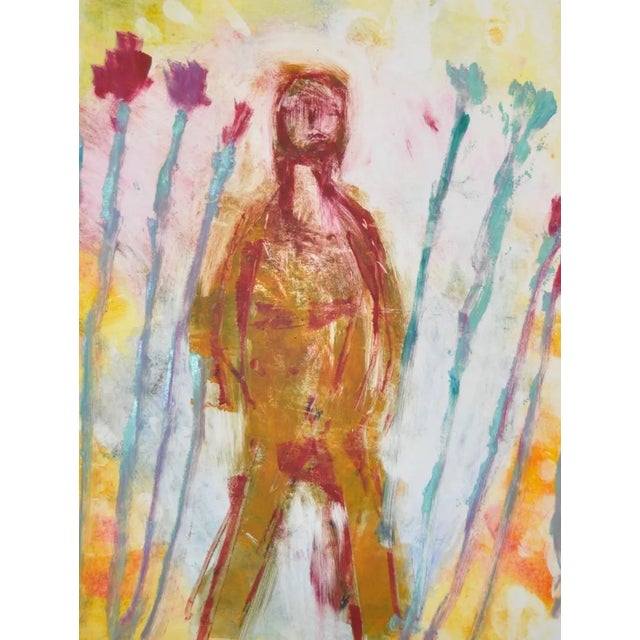 Figurative Arthur Krakower "Woman in the Garden" Monotype C.2006 For Sale - Image 3 of 6