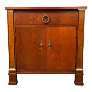 Late 20th Century French Empire Style Cherry and Burled Wood Nightstand by Baker Furniture For Sale