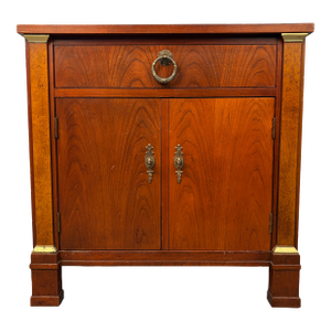 Late 20th Century French Empire Style Cherry and Burled Wood Nightstand by Baker Furniture