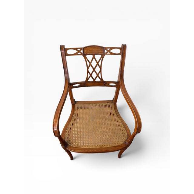 1930s Mid Century English Style Regency Arm Chairs (A Pair) For Sale - Image 9 of 13