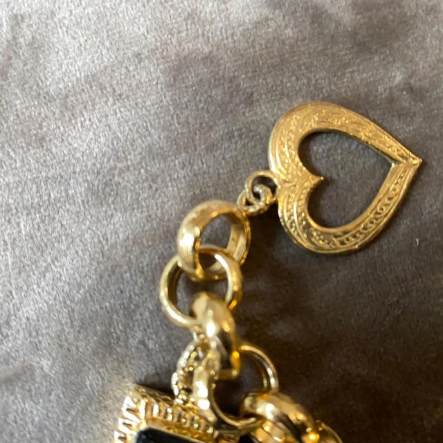 Italian 1990s Glided Sterling Silver and Semi Precious Stones Italian Charm Bracelet For Sale - Image 3 of 8