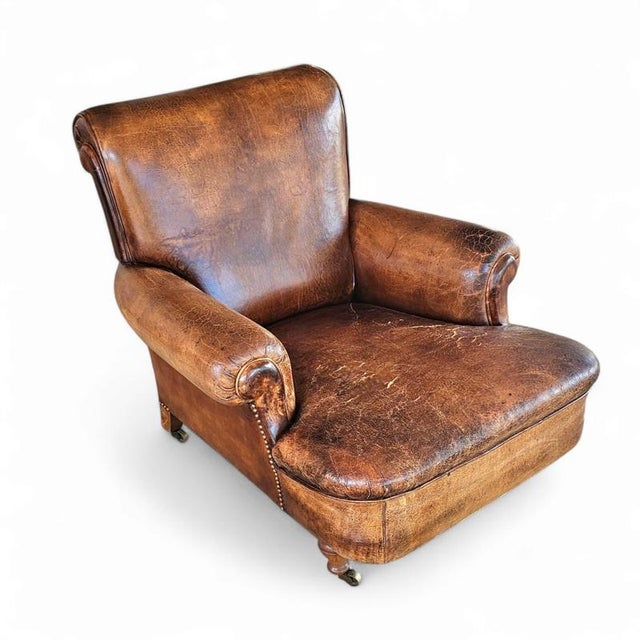 English Sheep Leather Club Chair For Sale - Image 4 of 8
