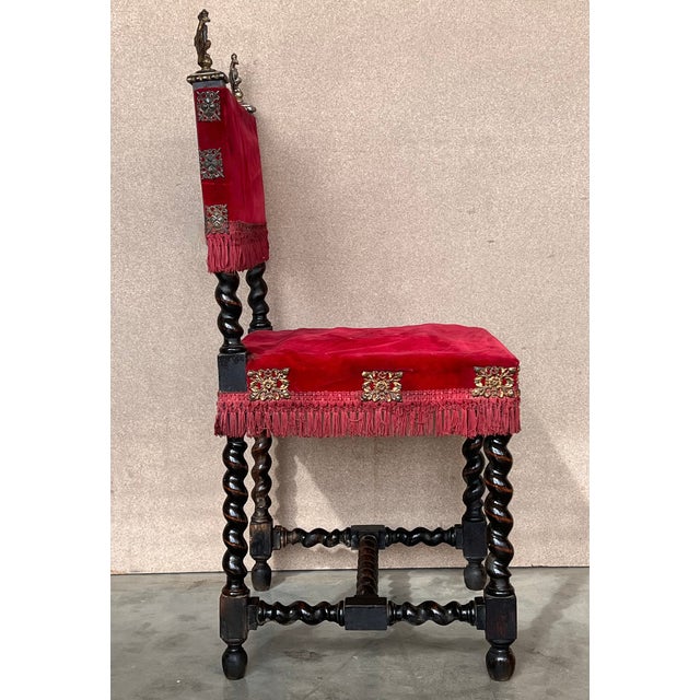 Early 20th Century Spanish Carved Walnut Dining Chairs, Set of 6 For Sale - Image 9 of 9