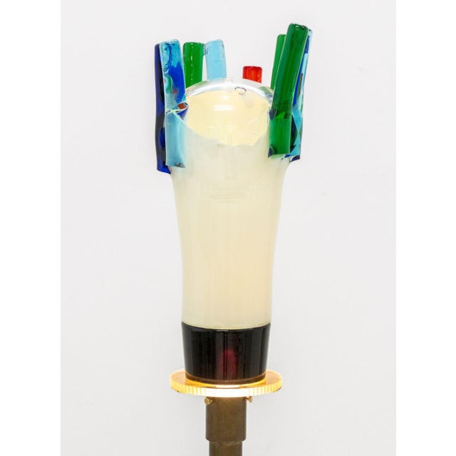 Elio Raffaeli (Italian, b. 1936) for Murano Glass Face Sculpture Floor Lamp, the figurative polychrome glass mounted on...