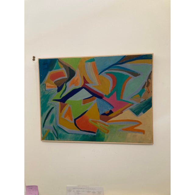 1960s Pauline Schubart Signed Mid-Century Abstract Landscape Oil Painting For Sale - Image 4 of 10