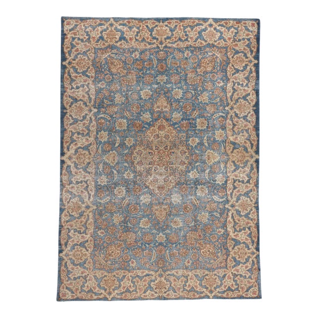 Vintage Blue Persian Isfahan Rug - 08'02 X 11'07 For Sale