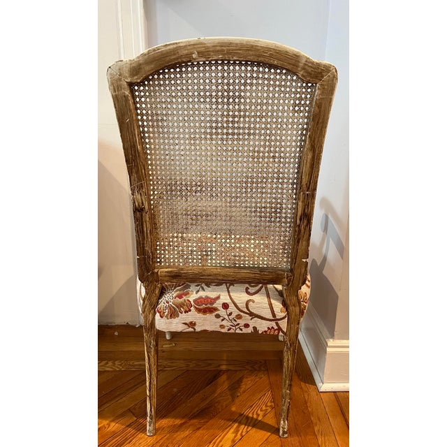 French Set of 6 Vintage Louis XVI Dining Chairs in Premium Tapestry Jacquard Fabric For Sale - Image 3 of 12