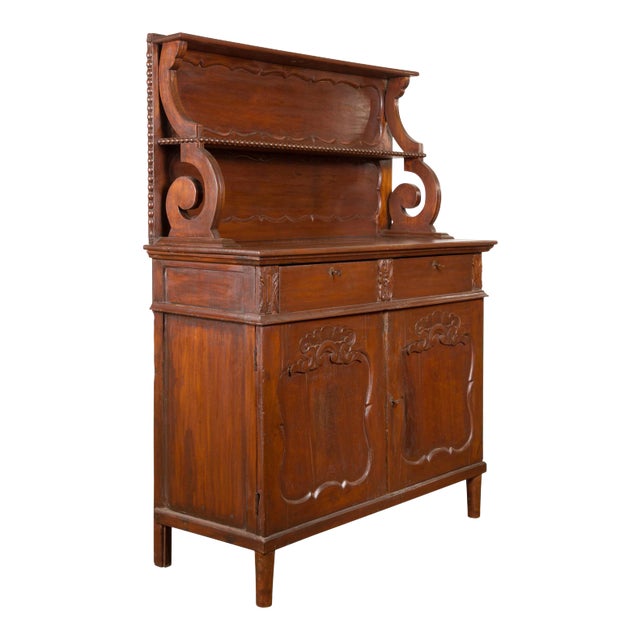 Early 20th Century Indonesian Display Cabinet with Shelves, Drawers and Doors For Sale