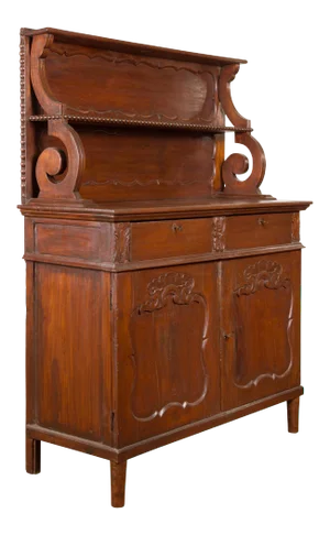 Early 20th Century Indonesian Display Cabinet with Shelves, Drawers and Doors